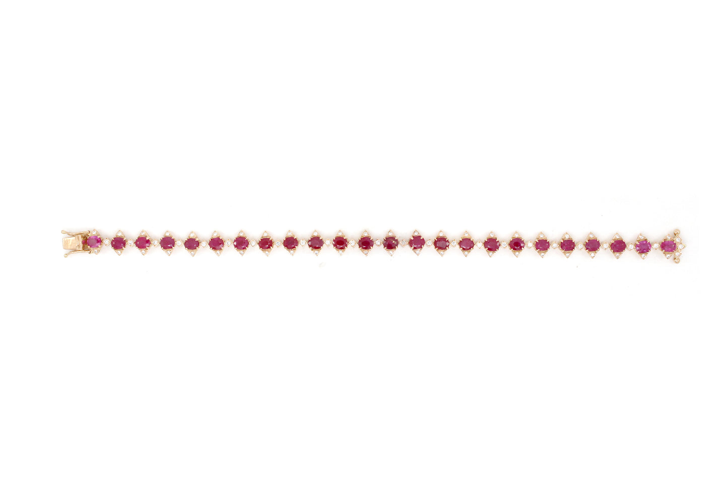 18K Gold Ruby and White Diamond Floral Bracelet