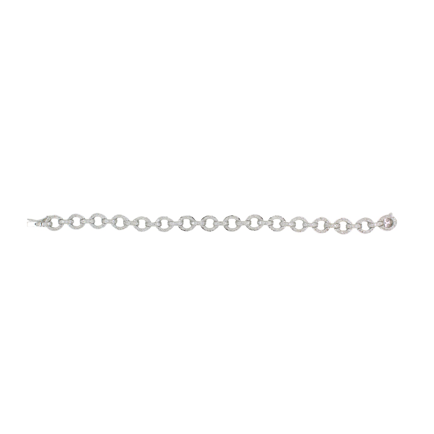 18K White Diamond Pave Link Bracelet