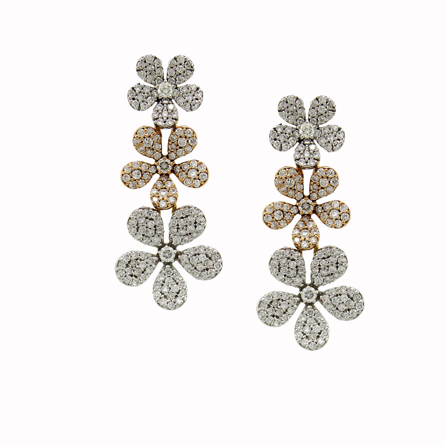 1.76 ct Round White Diamond Earrings in 18K Gold