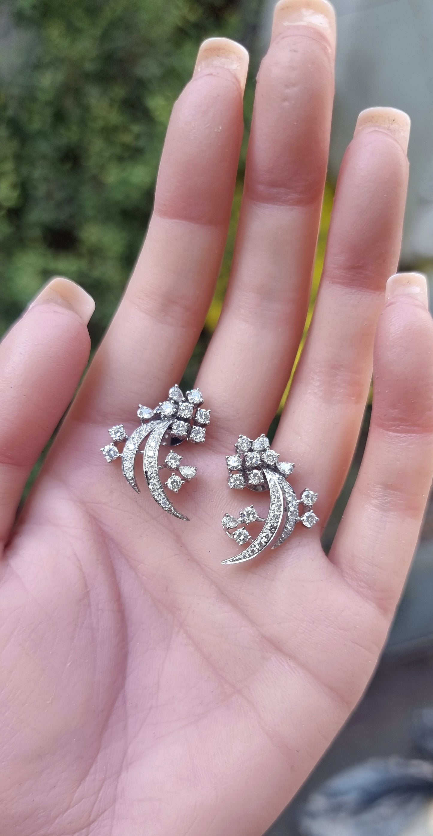 2.69 ct Marquise Diamond with White Diamonds Earrings in 18K Gold