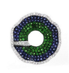 0.72 ct Round Tsavorite with Sapphire and White Diamond Pendant in 18K Gold