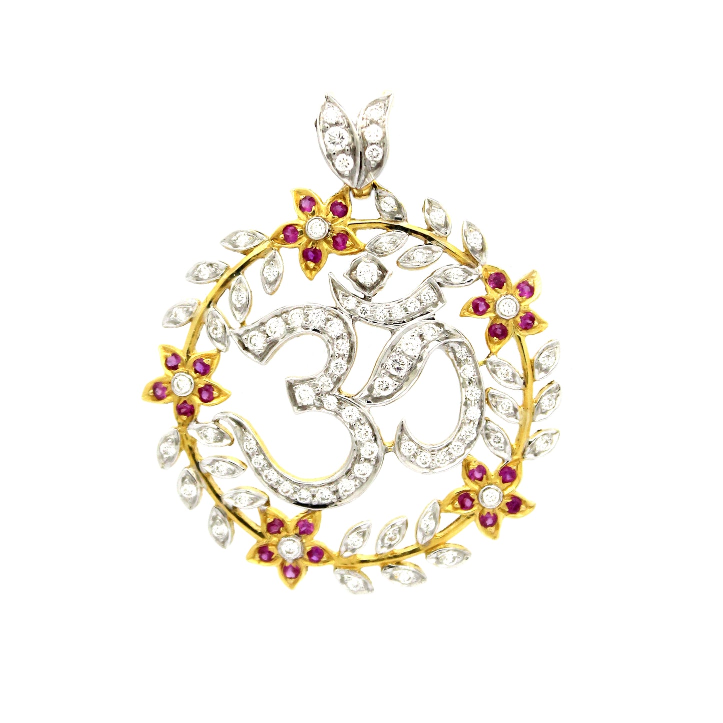 0.57 ct Ruby with White Diamond Pendant in 18K Gold