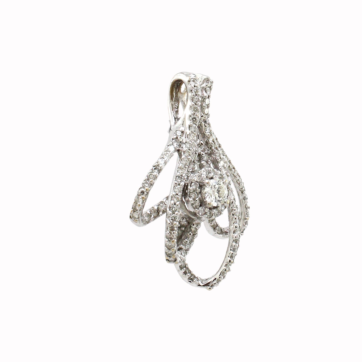 18K White Diamond Modern Pendant Round Center 4.51g