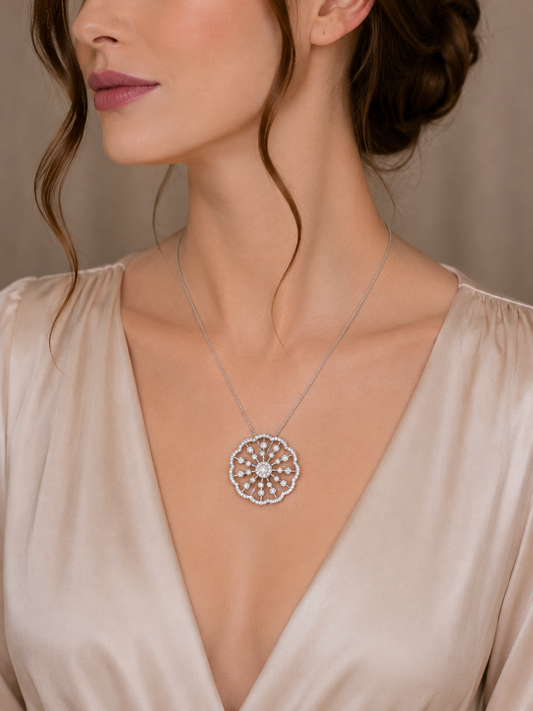 0.64 ct Round White Diamond Pendant in 18K Gold