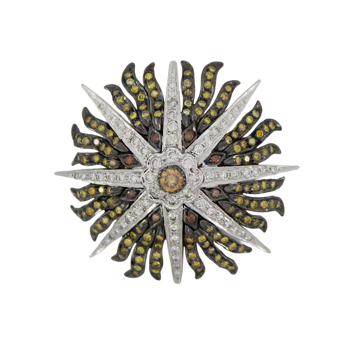 2.24 ct Round Mix Color Diamond Pendant in 18K Gold