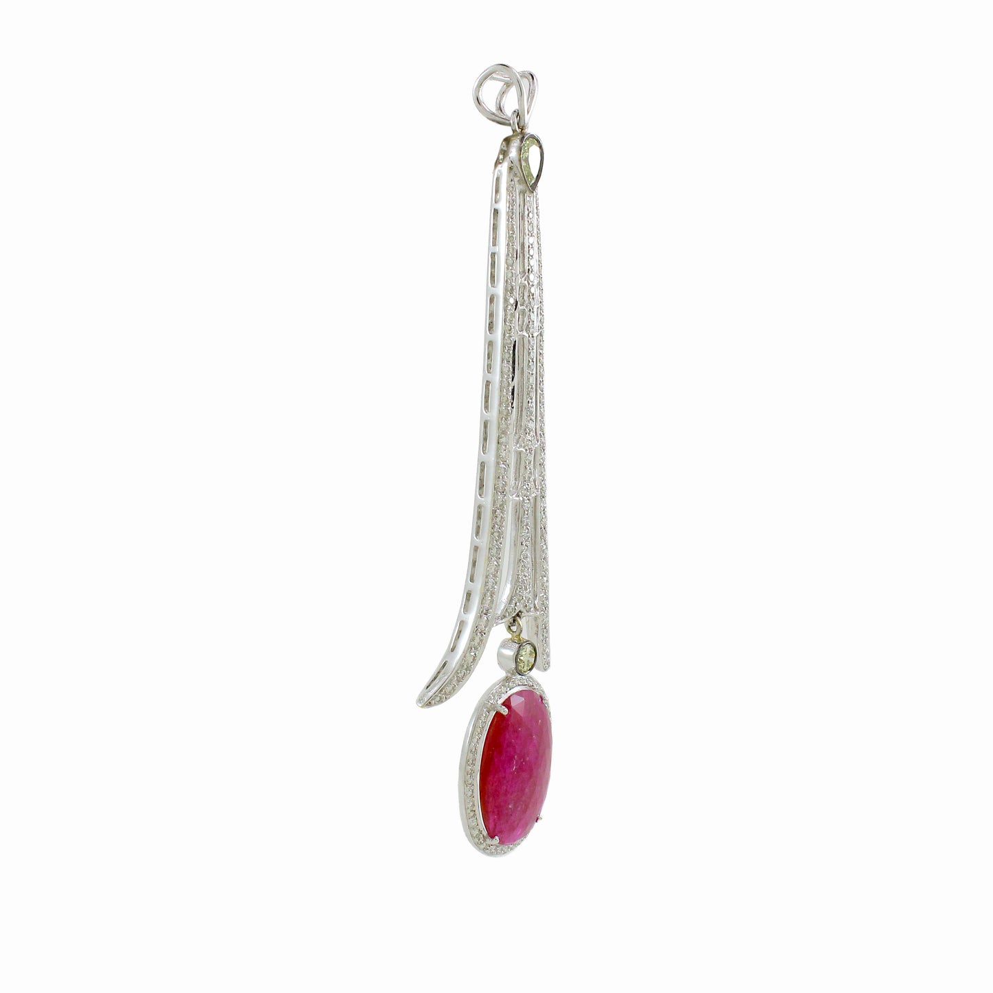 9.66 grams Oval Ruby with White Diamond Pendant in 18K Gold