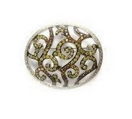 18K Gold Mix Color Diamond Vintage Brooch round 11.43g