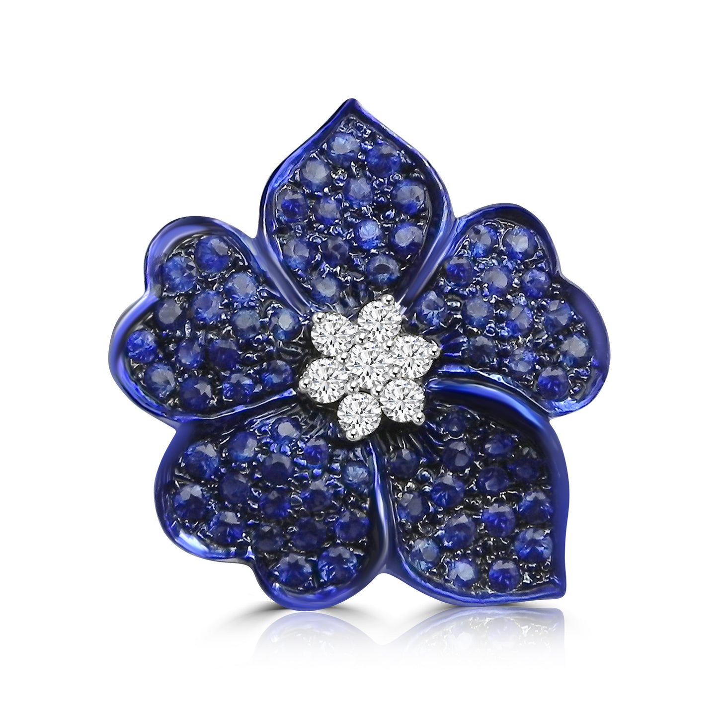0.43 ct Round Mix Color Diamond with Mix Color Diamond Brooch in 18K Gold