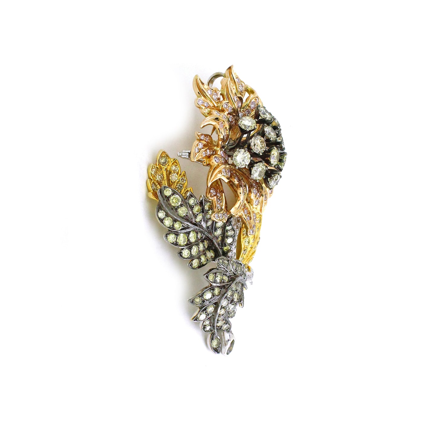 11.57 ct Round Pink Diamond Brooch in 18K Gold