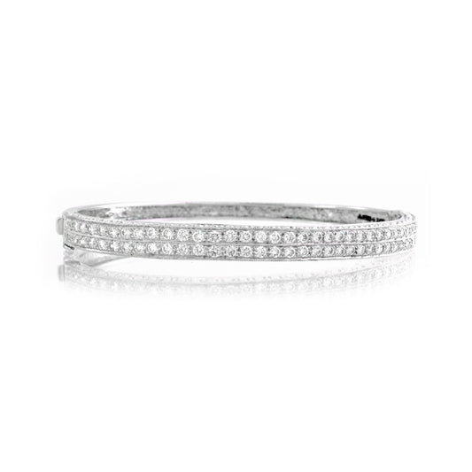 18K White Diamond Pave Bracelet with Round Diamonds