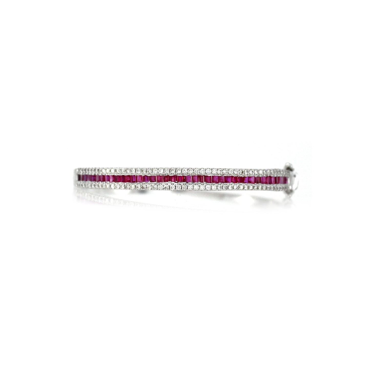 14K Gold Ruby and White Diamond Channel-Set Bangle
