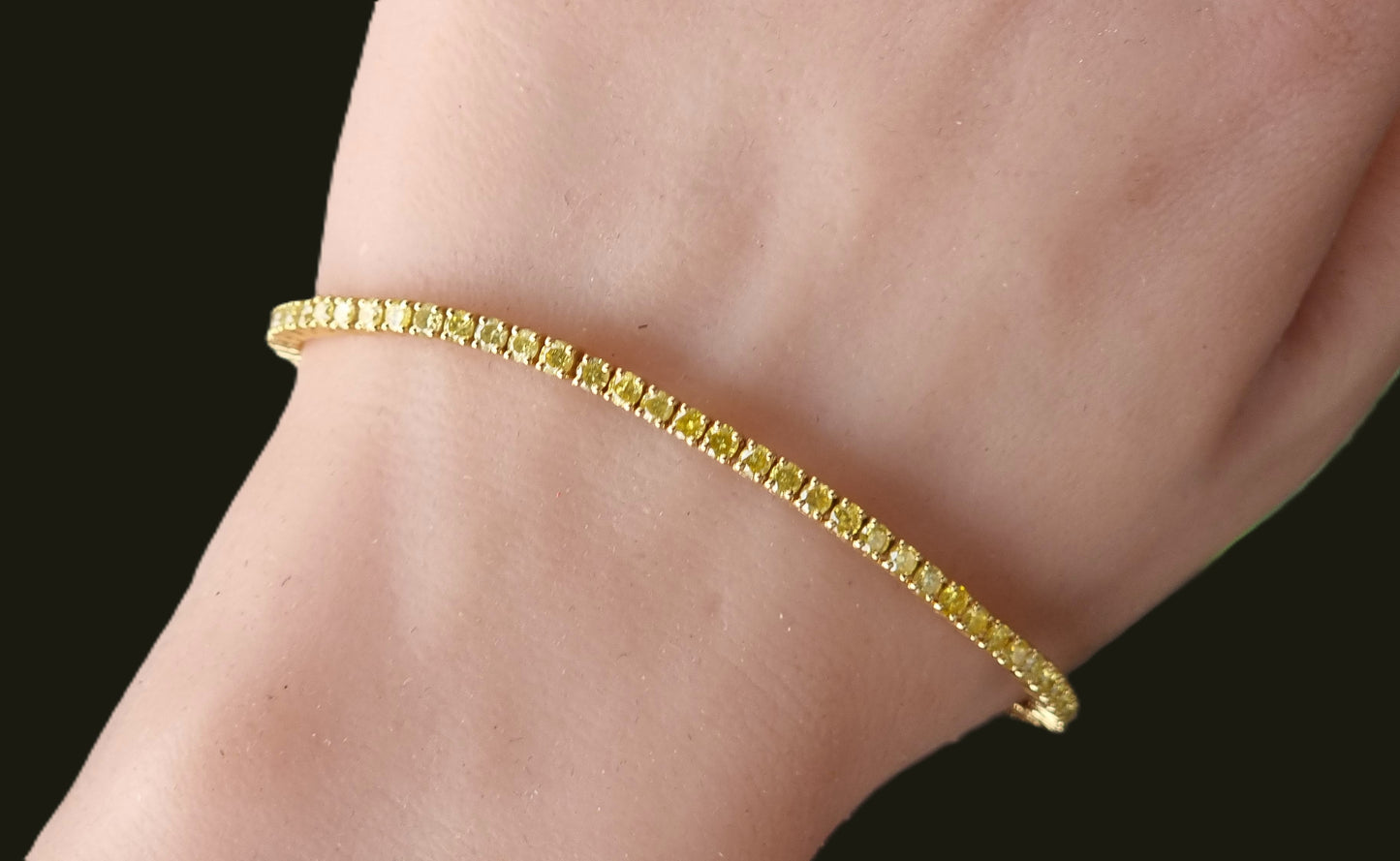4 carats Canary Diamond Tennis Bracelet in 14K