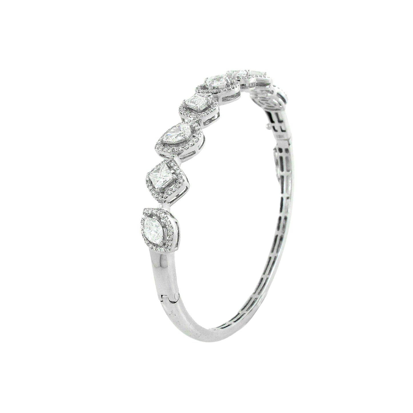 18K White Fancy Shape Diamond Bangle