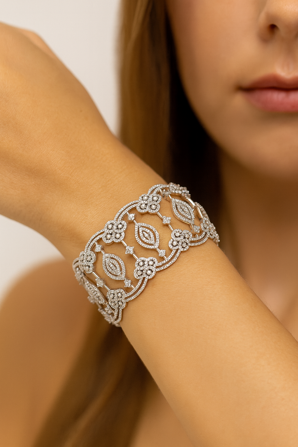 14K White Diamond Bracelet