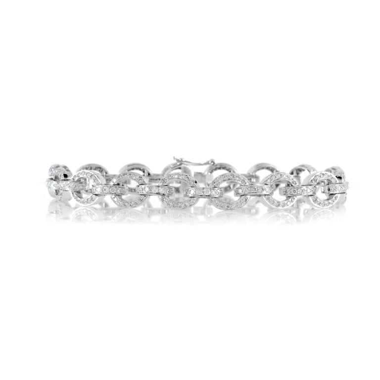 18K White Diamond Pave Link Bracelet