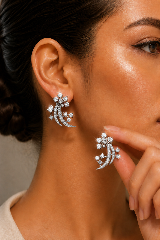2.69 ct Marquise Diamond with White Diamonds Earrings in 18K Gold