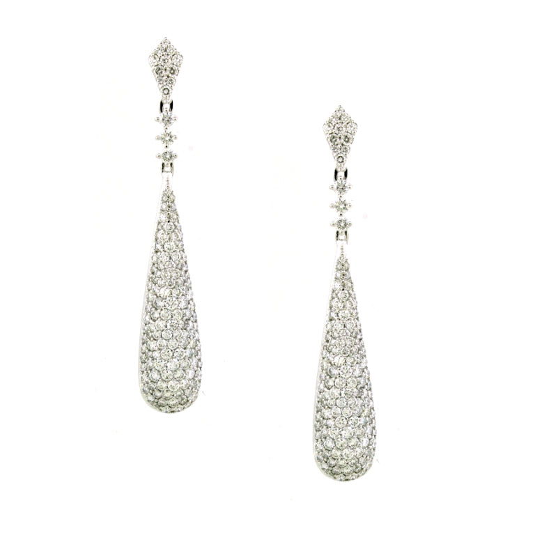 3.3 ct Round White Diamond Earrings in 18K Gold