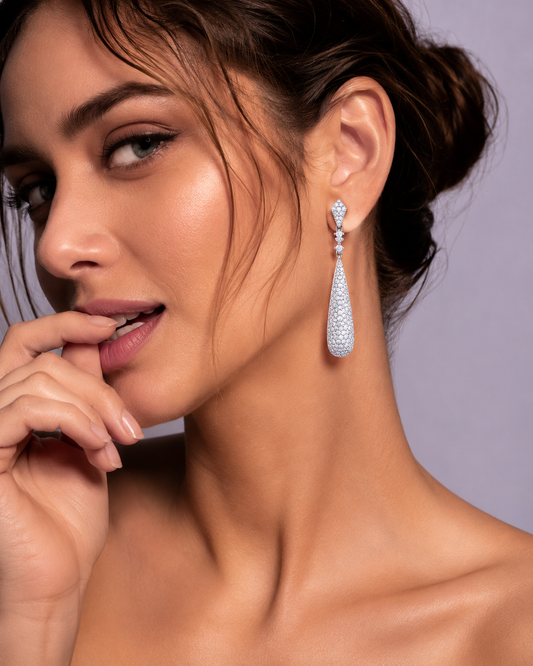 3.3 ct Round White Diamond Earrings in 18K Gold