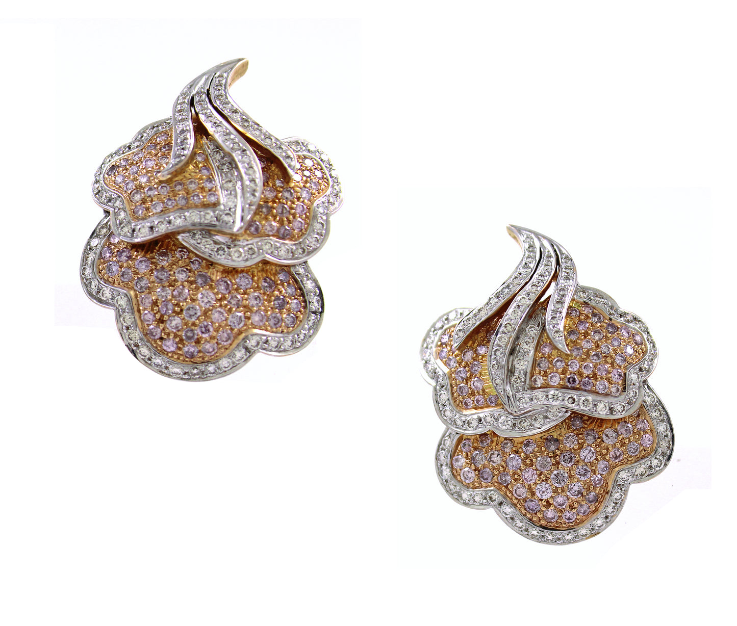 14K Gold Pink Diamond Pavé Necklace with White Diamonds
