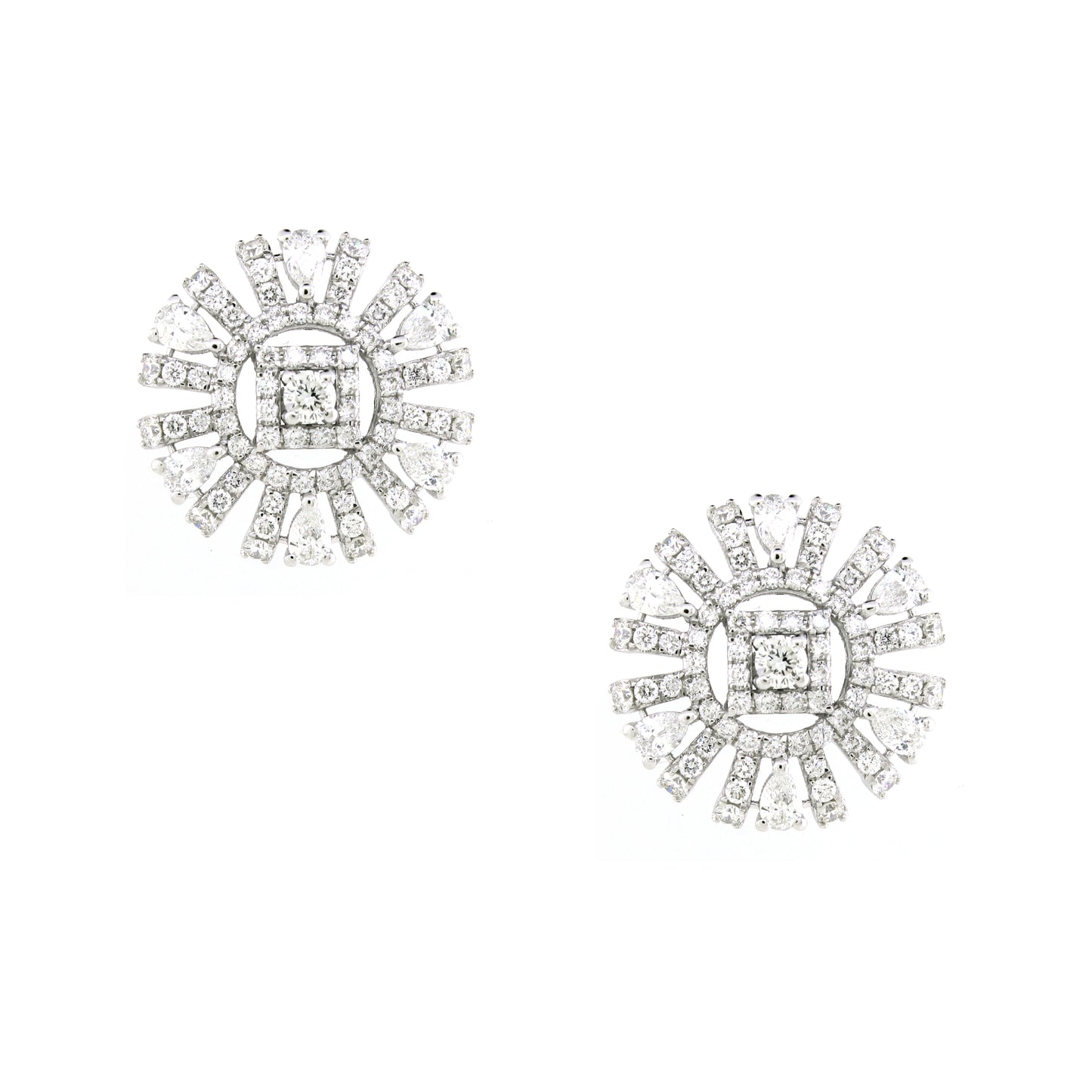 1.82 ct Round White Diamond with Rose Cut Diamond Earrings in 18K Gold