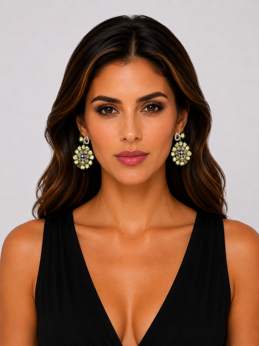 10.9 ct Pear Yellow Slice Diamond with White Diamond Earrings in 18K Gold