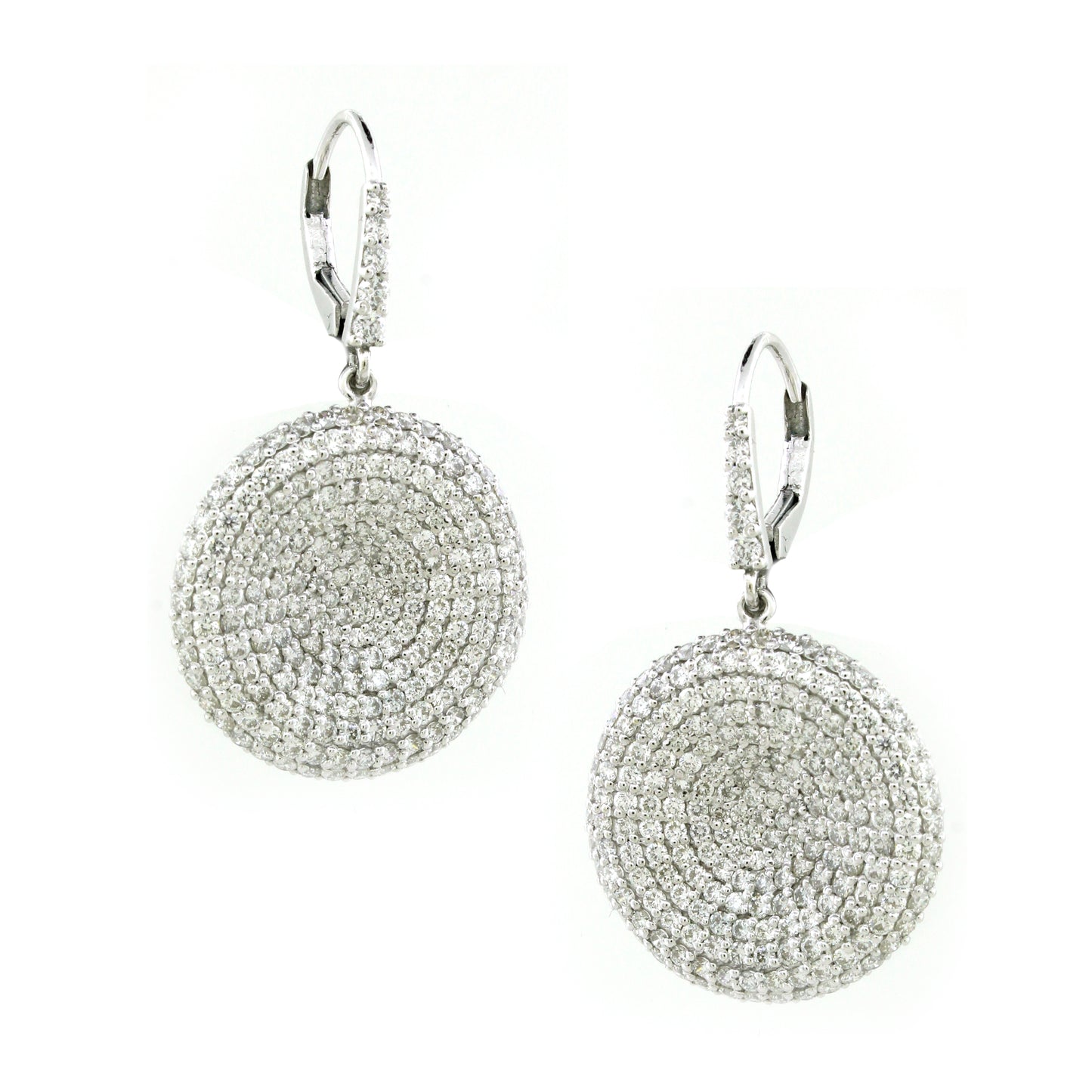 4.17 ct Round White Diamond Earrings in 18K Gold