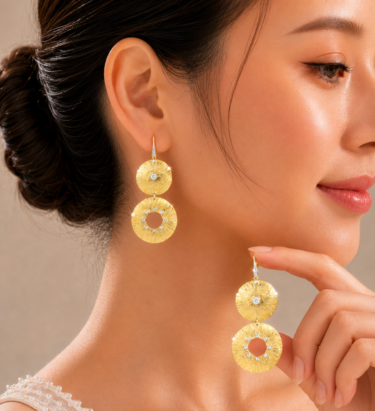 1.13 ct Round White Diamond Earrings in 18K Gold