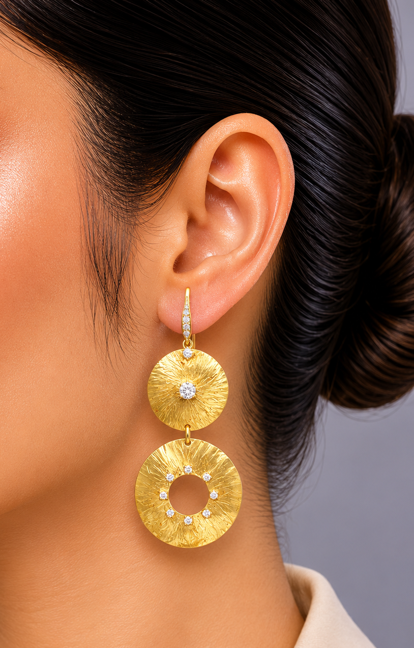 1.13 ct Round White Diamond Earrings in 18K Gold