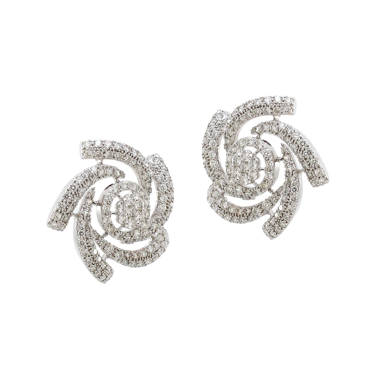 2.26 ct Round Diamond with White Diamond Earrings in 18K Gold