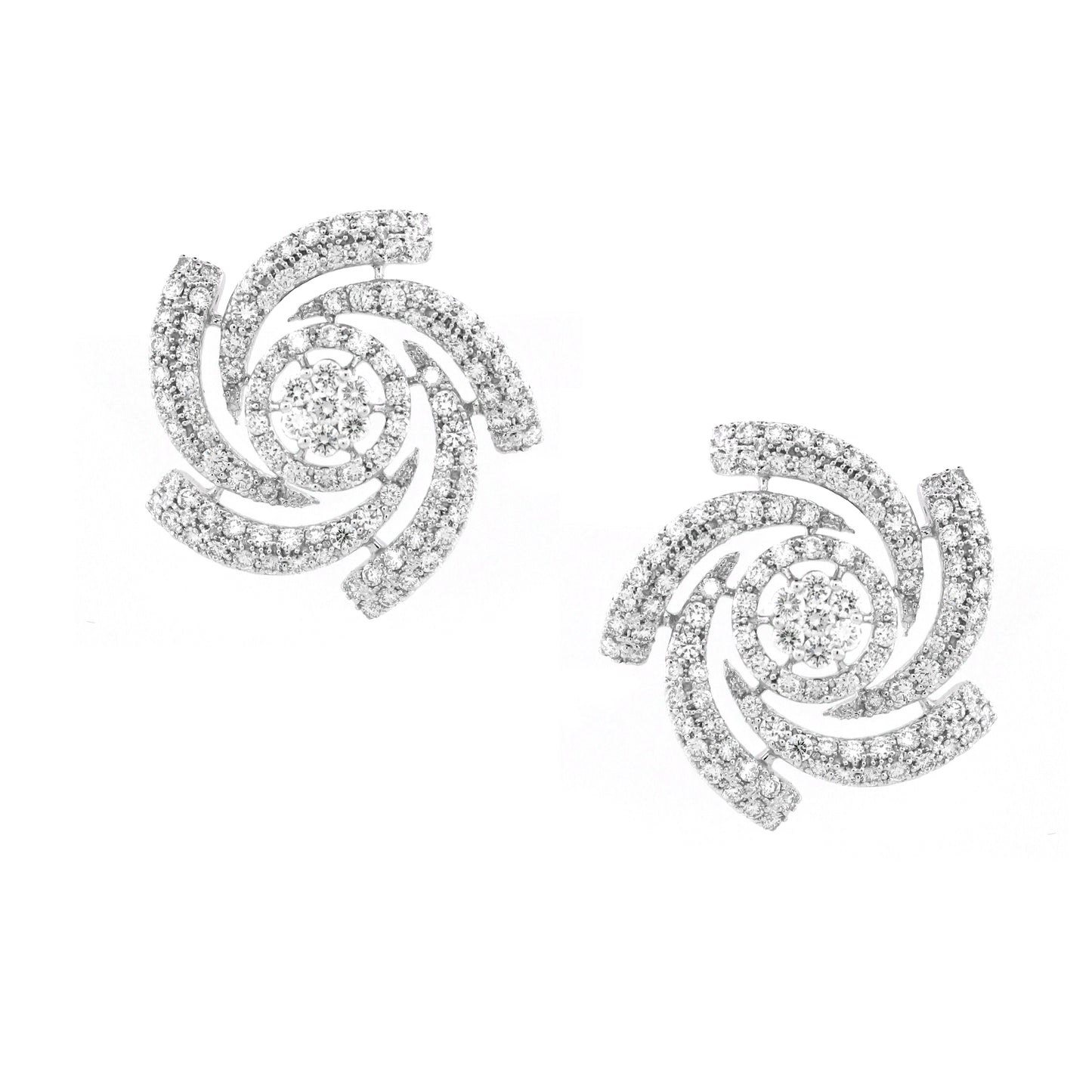 2.26 ct Round Diamond with White Diamond Earrings in 18K Gold