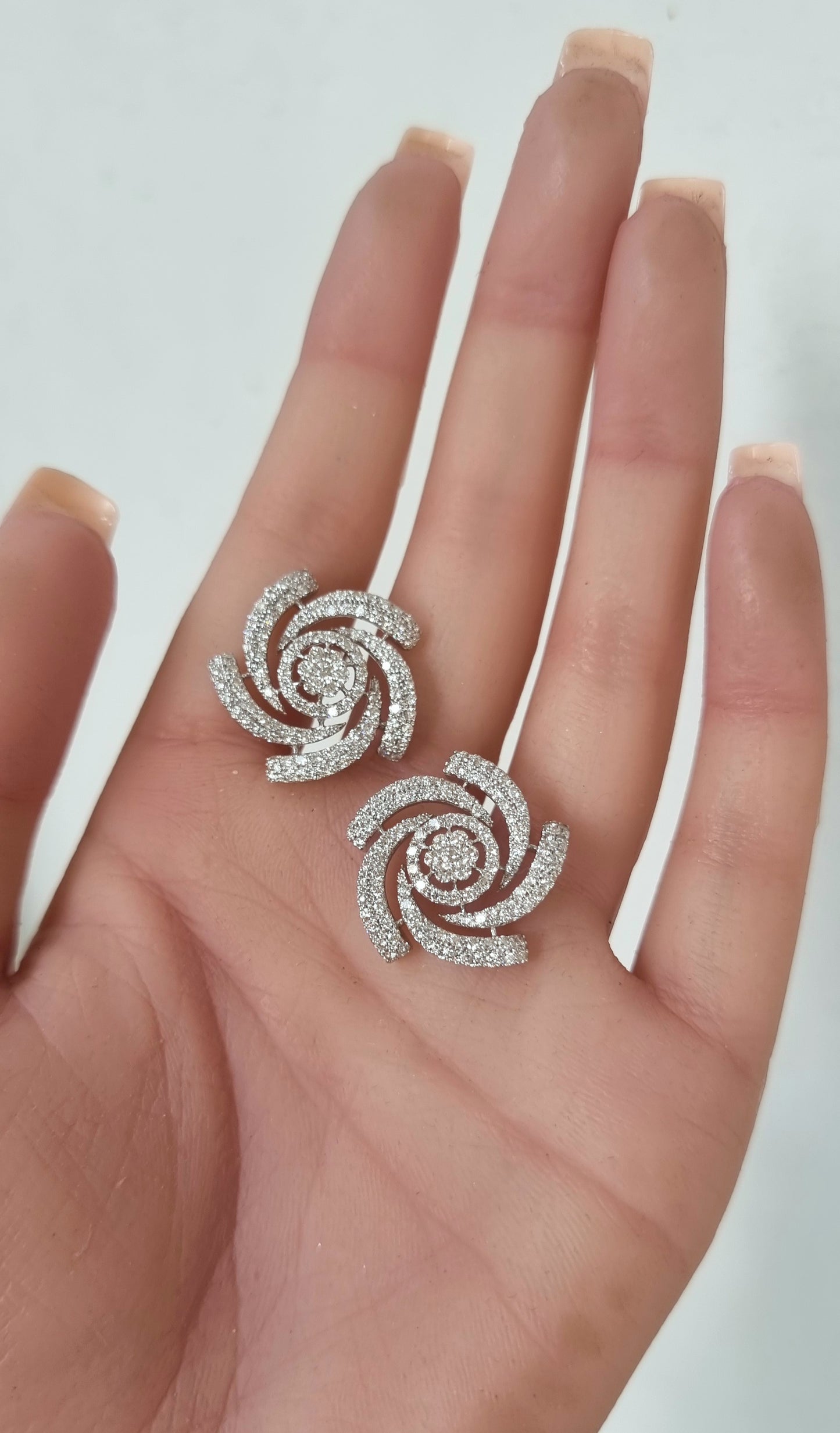 2.26 ct Round Diamond with White Diamond Earrings in 18K Gold