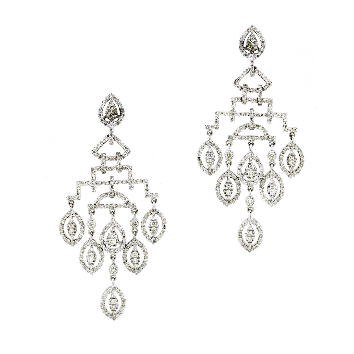 3.28 ct Pear White Diamond Earrings in 18K Gold
