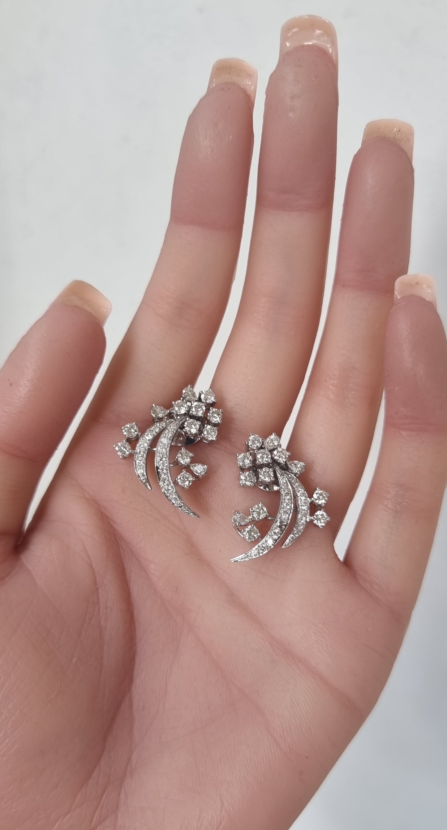 2.69 ct Marquise Diamond with White Diamonds Earrings in 18K Gold