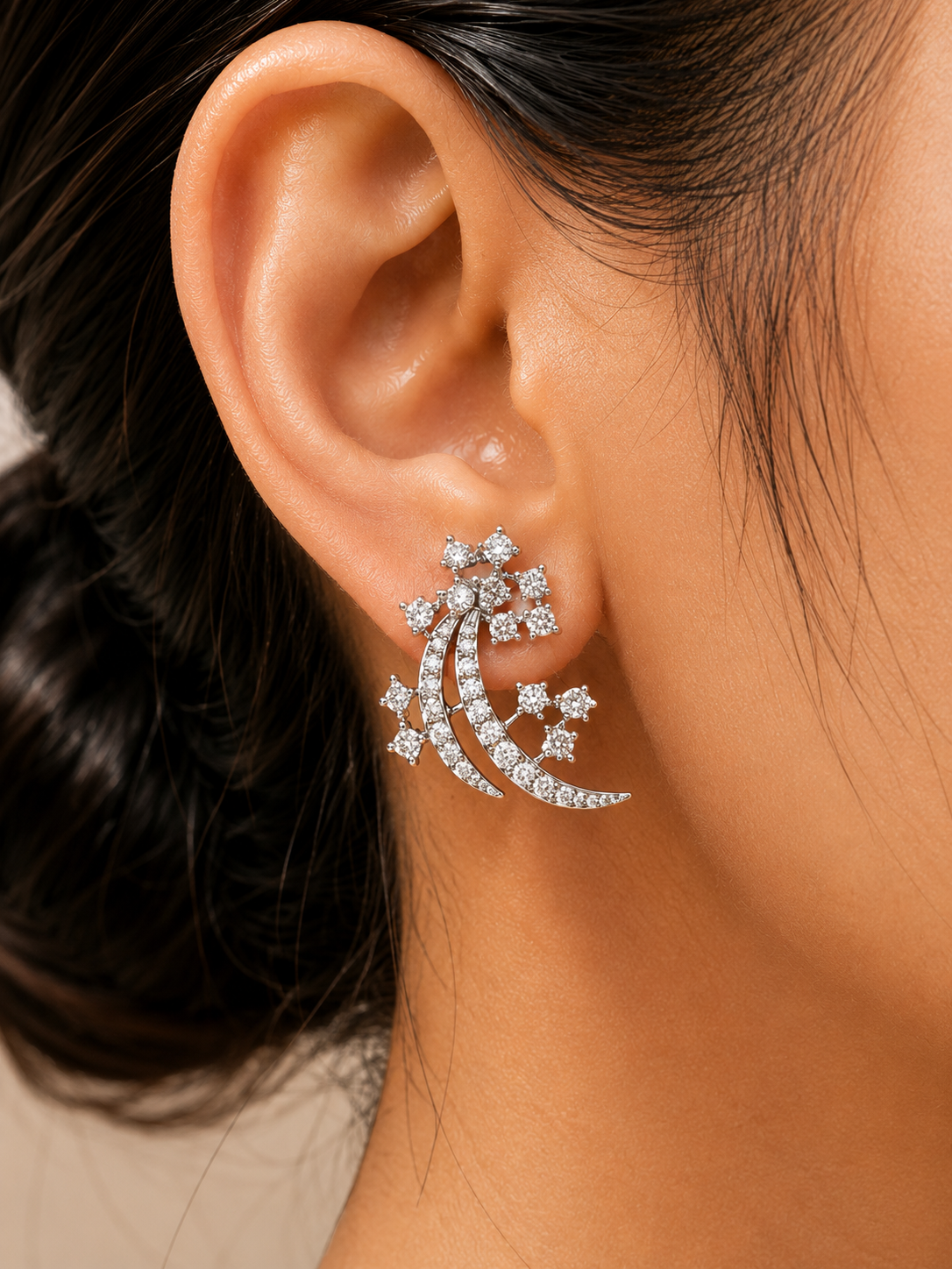2.69 ct Marquise Diamond with White Diamonds Earrings in 18K Gold