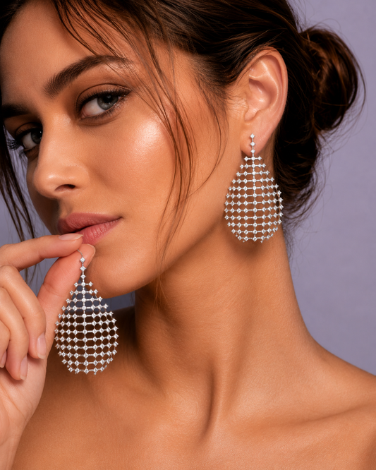6.62 ct Round White Diamond Earrings in 18K Gold