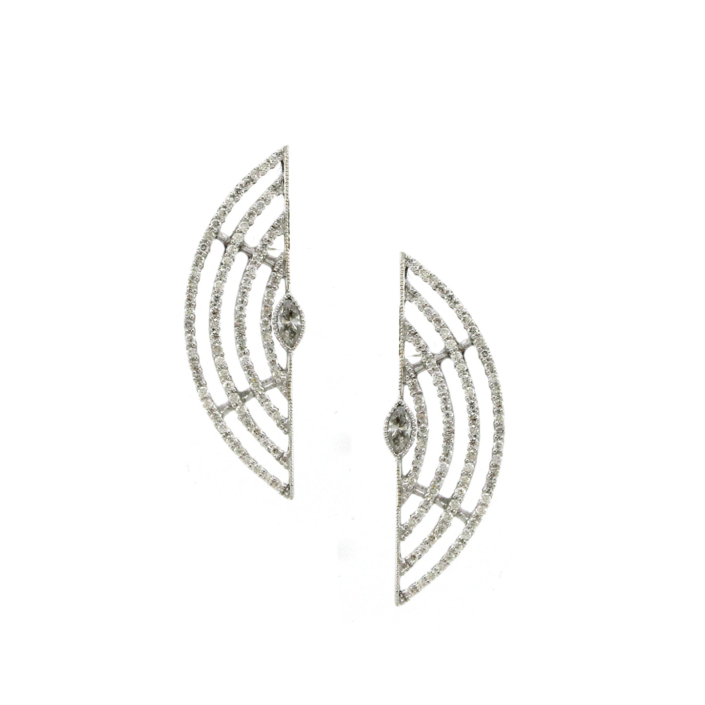 0.81 ct Marquise Diamond with White Diamonds Earrings in 18K Gold