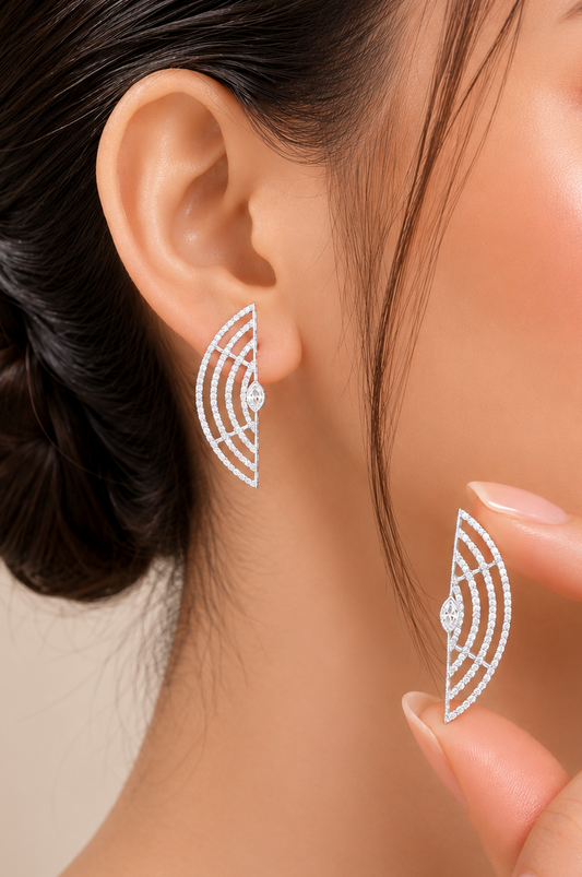 0.81 ct Marquise Diamond with White Diamonds Earrings in 18K Gold