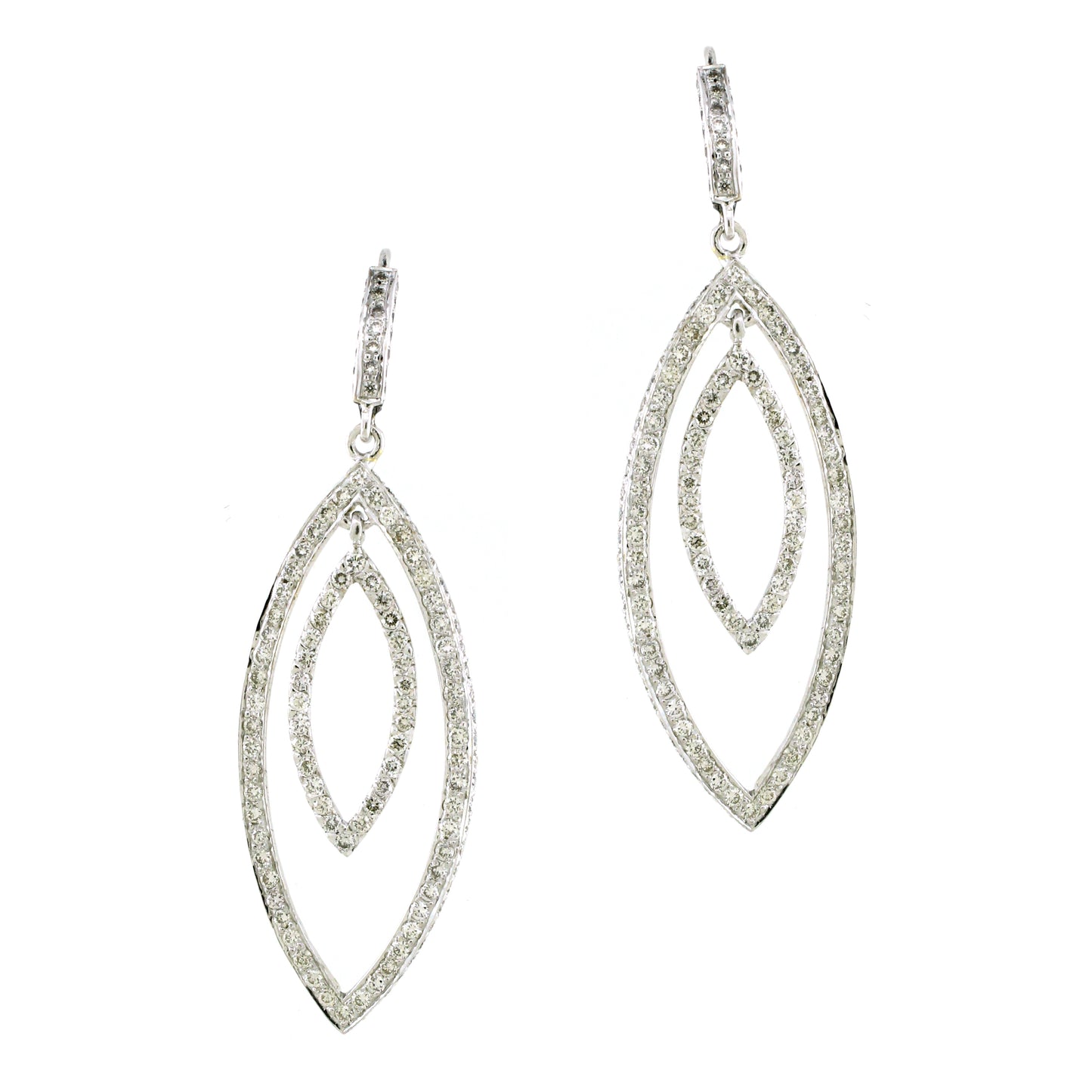 3.32 ct Round White Diamond Earrings in 18K Gold