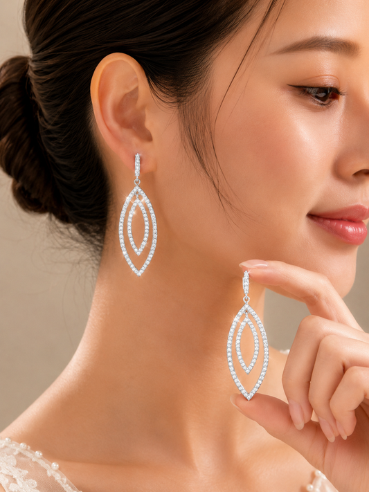 3.32 ct Round White Diamond Earrings in 18K Gold