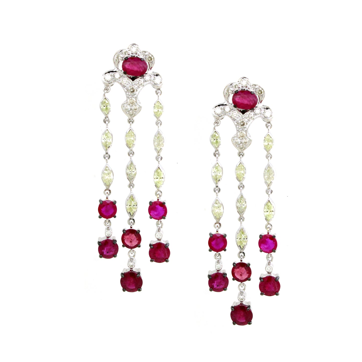 1.77 ct Oval Ruby with White Diamond Earrings in 18K Gold