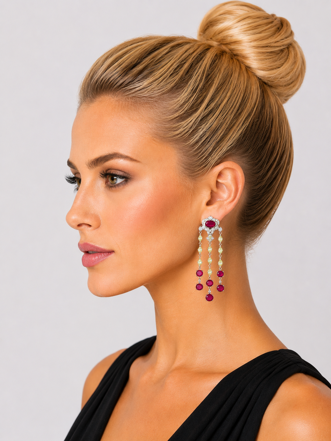 1.77 ct Oval Ruby with White Diamond Earrings in 18K Gold