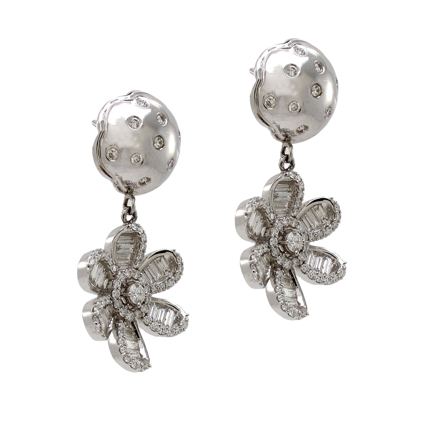 1.92 ct Round White Diamond Earrings in 18K Gold