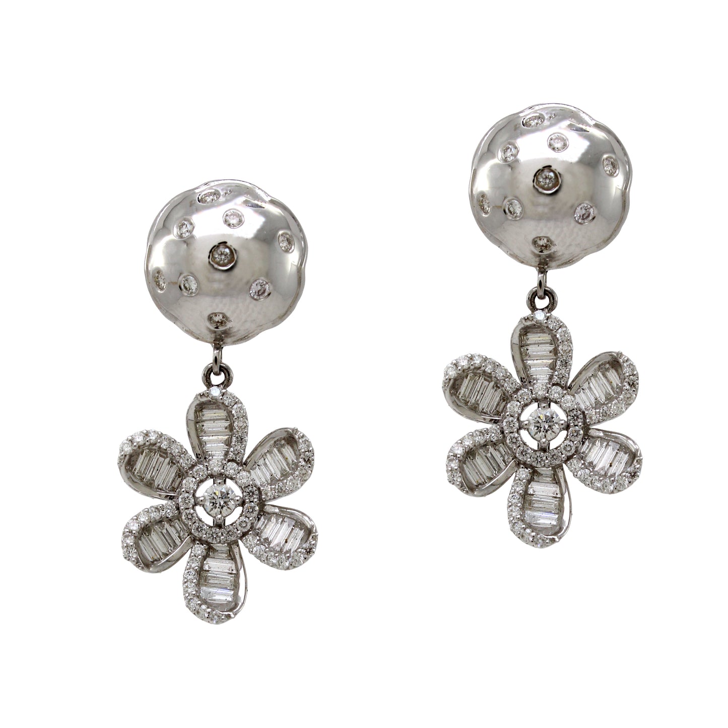 1.92 ct Round White Diamond Earrings in 18K Gold