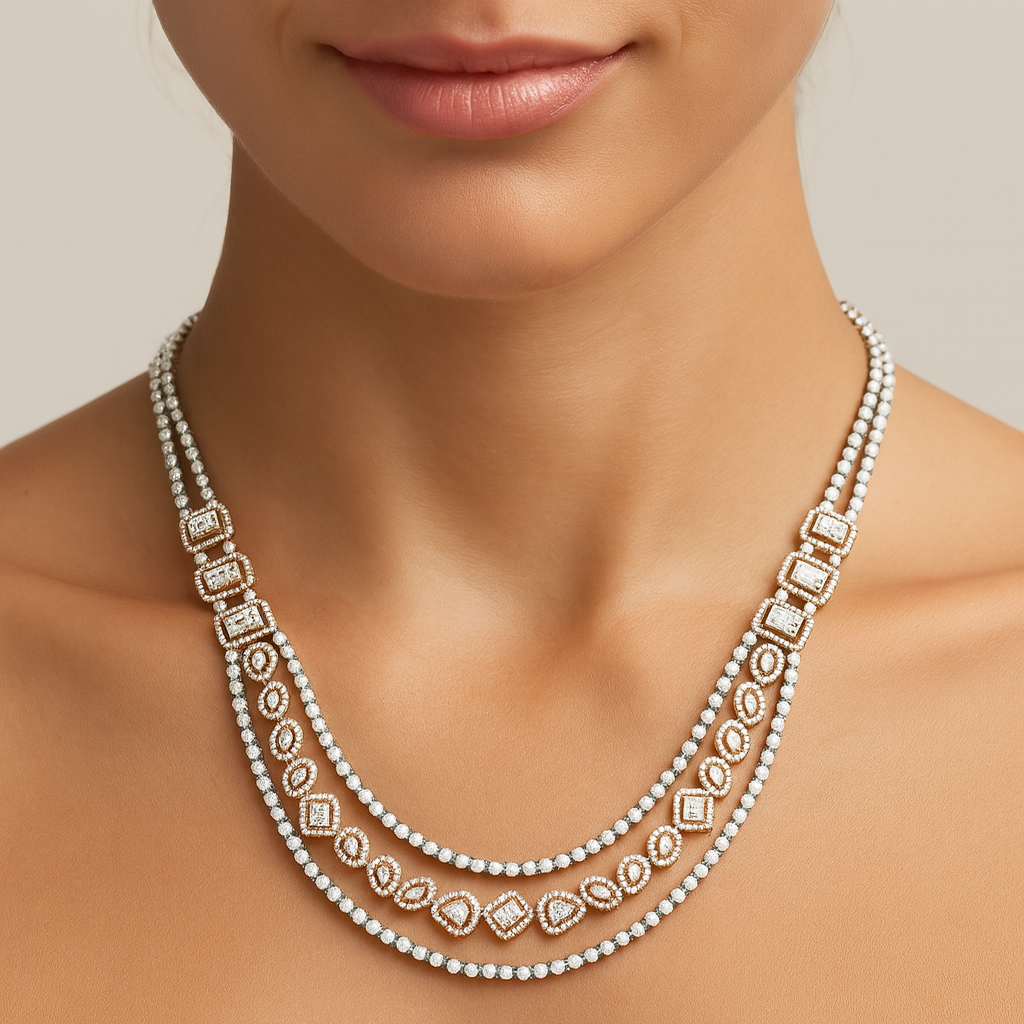 14K Gold White Diamond Solitaire Necklace Center Diamond