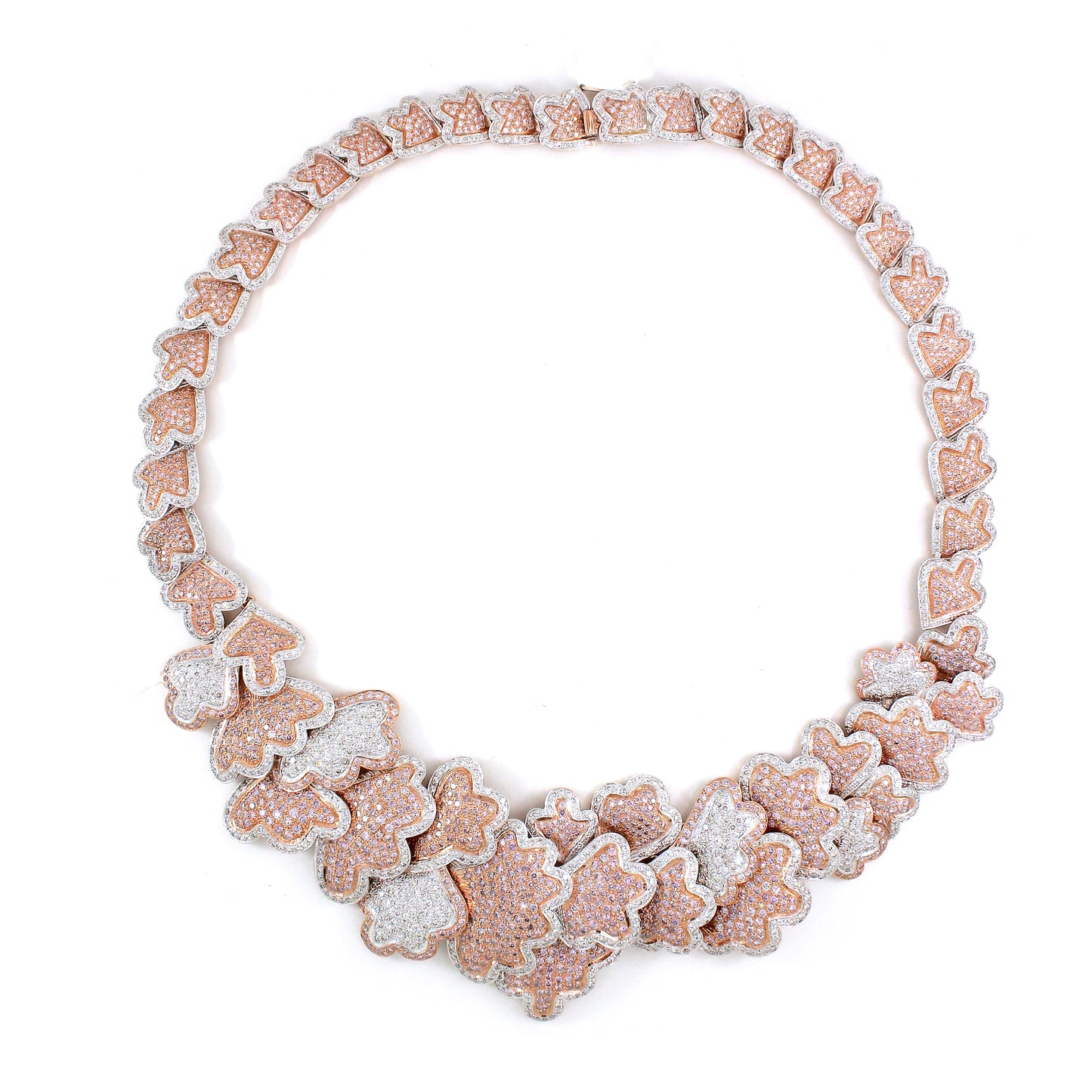 14K Gold Pink Diamond Pavé Necklace with White Diamonds