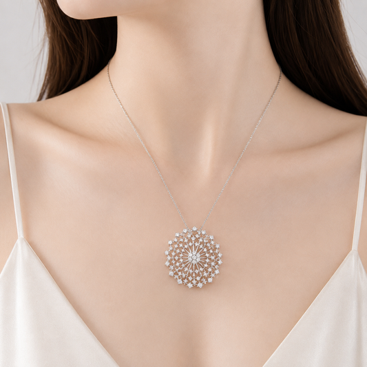 3.13 ct Round White Diamond Pendant in 18K Gold