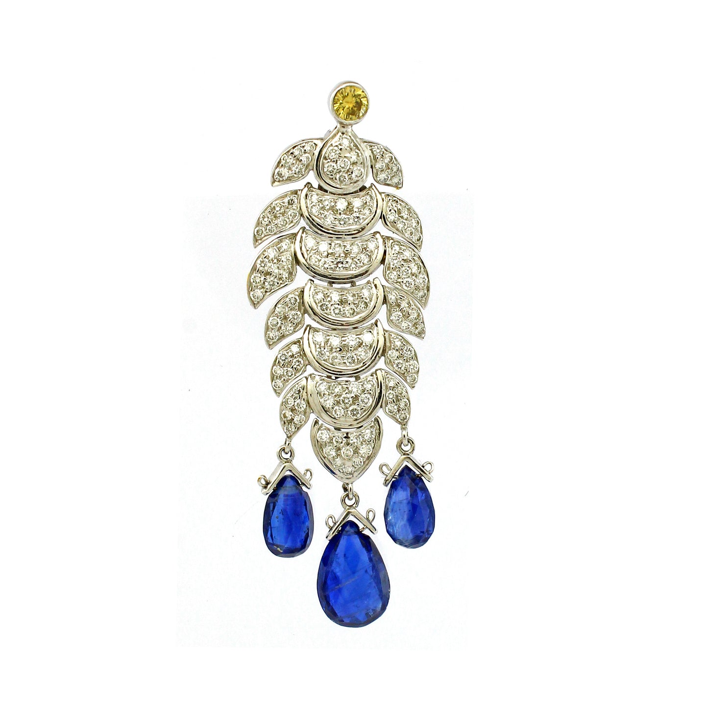 18K Gold White Diamond Kinite Drop Pendant pear 8.33g