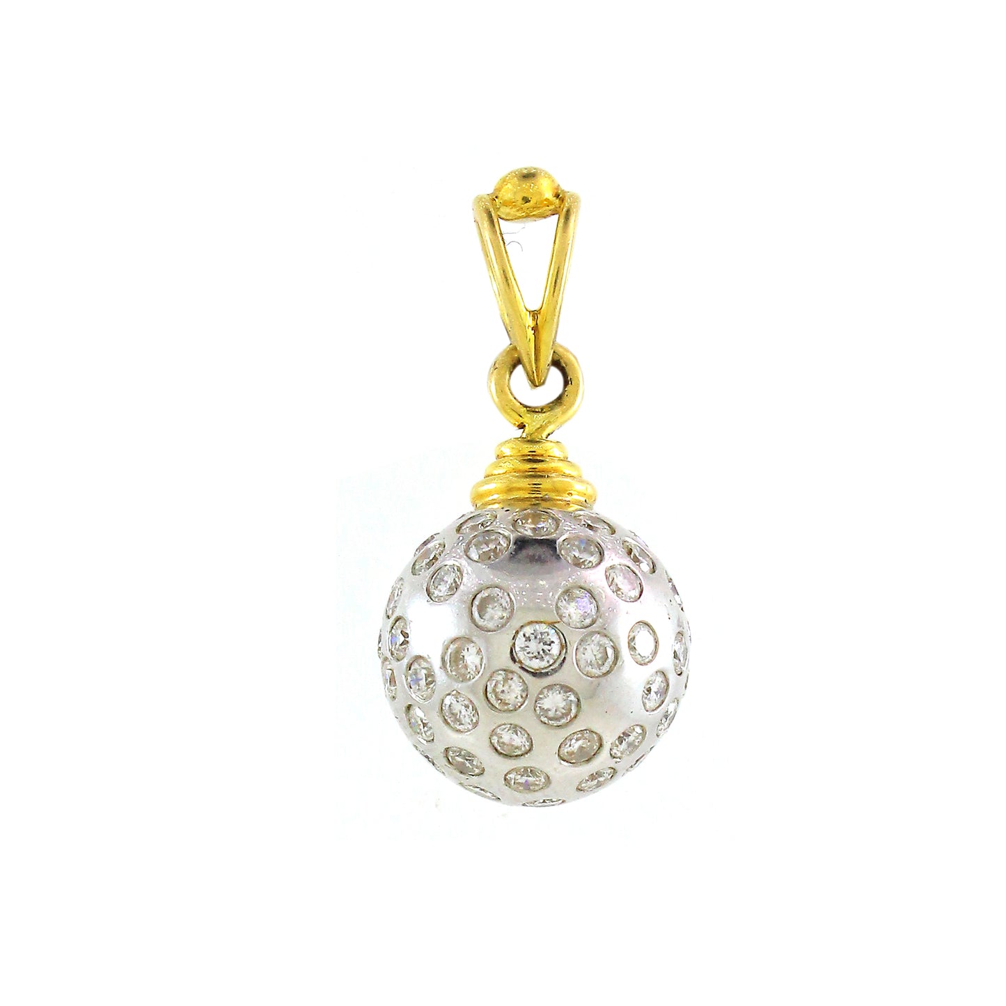 18K Gold White Diamond Modern Pendant round 6.95g