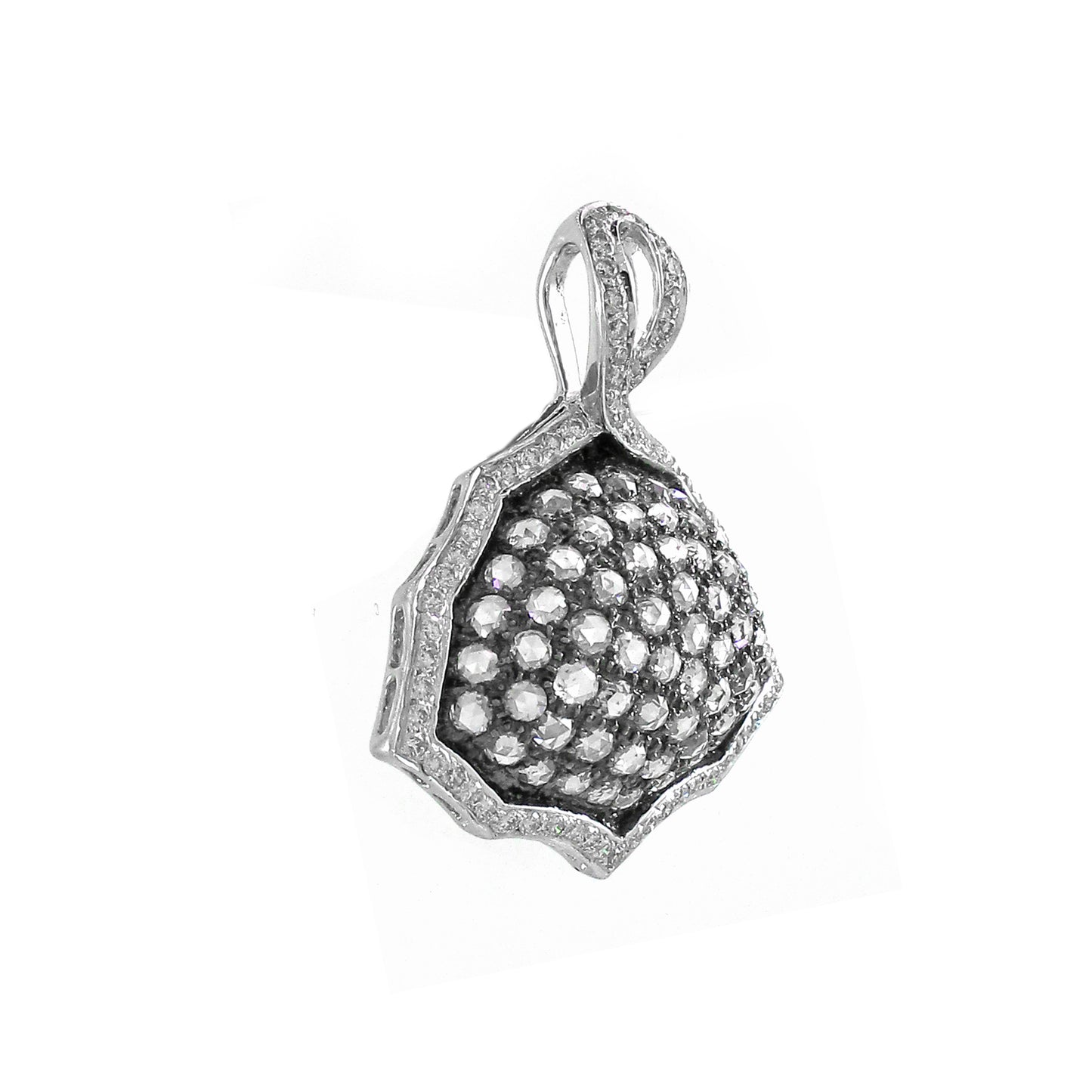 18K Gold Mix Color Diamond Pave Pendant round 9.01g