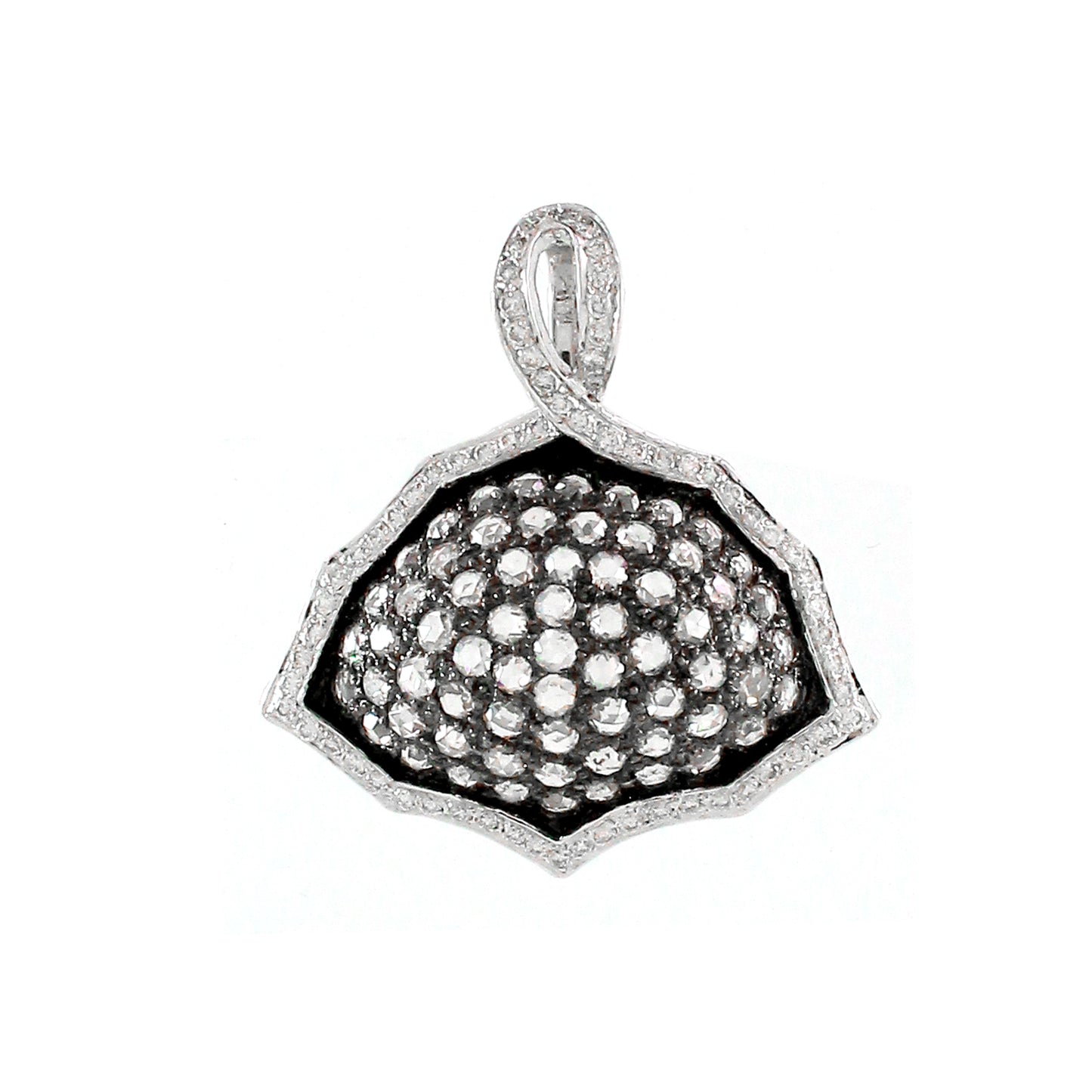 18K Gold Mix Color Diamond Pave Pendant round 9.01g